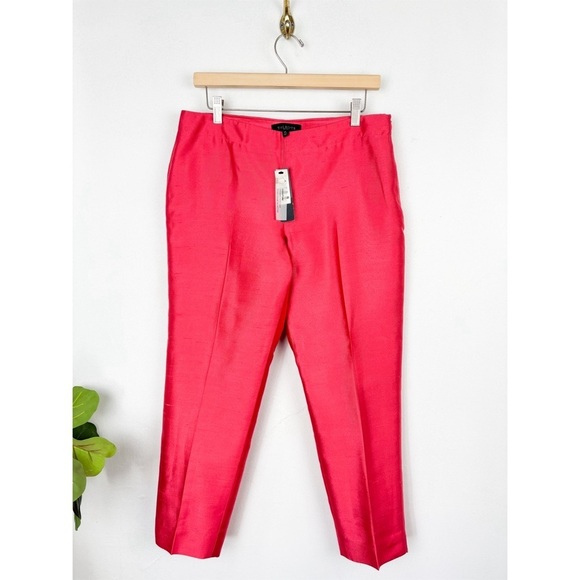 NWT Talbots Signature Pink Silk Wool Blend Trousers Sz 8p - Picture 1 of 9